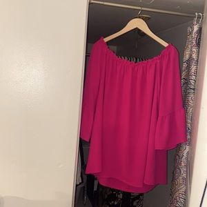 Plus Size Off the Shoulder Blouse in Pink